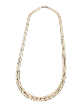 Sterling Silver Italy 925 Herringbone Link Necklace.